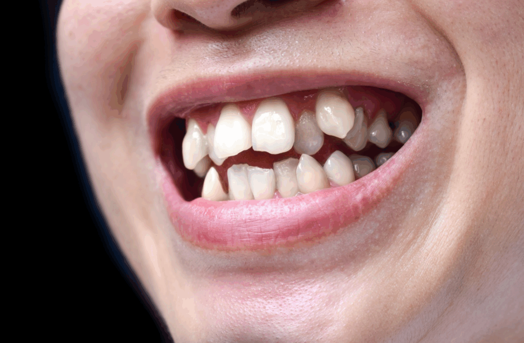 Someone with over crowded teeth.
